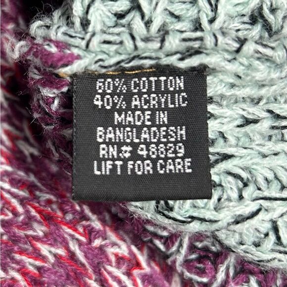 Love by Chesley Knit Cropped Colorful Boho Sweater Size Medium Deep V-neck - Picture 5 of 5